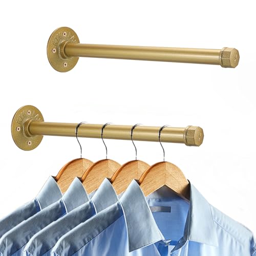 Sumnacon Wall Mounted Clothes Rack for Wardrobe, 2Pcs 14 Inch, Gold - color: Gold, size: 14 Inch