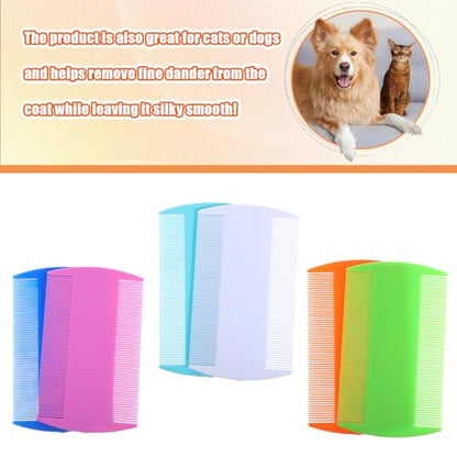 Ymapinc 6Pcs Double Sided Fine Tooth Lice Comb in 6 Colors
