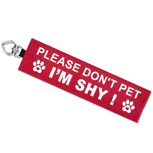 I'm Shy Dog Leash Wrap, Double-Sided Visible Dog Sleeve with Heart Carabiner, Ripstop Please Don't Pet Warning Sign, Fits Standard Rope & Flat Leashes, Red - color: I'm Shy