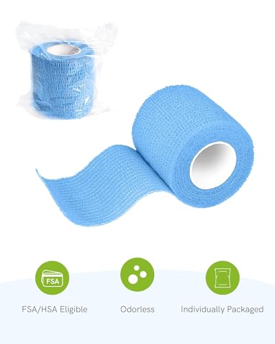 FriCARE Self Adhesive Bandage Wrap, Medical Tape in First Aid Kit, Ocean | Elastic Cohesive Bandages for Sports/Vet/Wrist Ankle Wounds, 2 Inches X 5 Yards, Latex-free 6 Rolls - color: Ocean