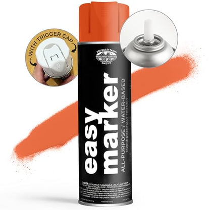 Fox Valley Easy Marker Inverted Spray Paint 16oz Pack of 12, Orange