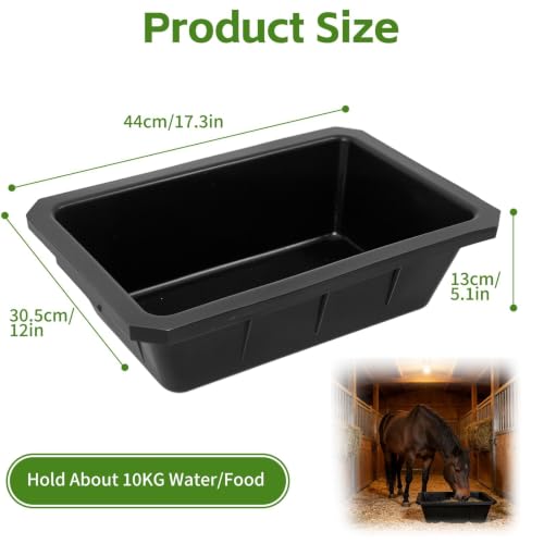 5 PCS Heavy Duty Rubber Feed Pan, 10 Quart/2.5 Gallon Square Feed Bucket - size: 17.3 × 12 × 5.1in