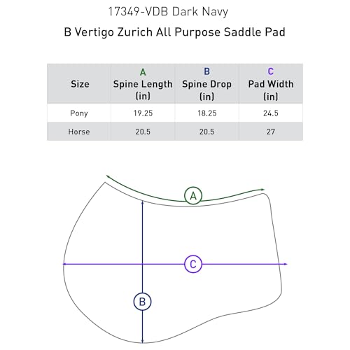 B Vertigo Zurich Quilted Quick-Dry Dust-Resistant All Purpose Saddle Pad - Dark Navy - Horse