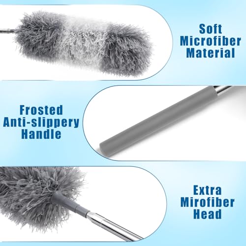 Tanlade 12 Pcs Microfiber Feather Dusters for Cleaning, Gray White - color: Gray White