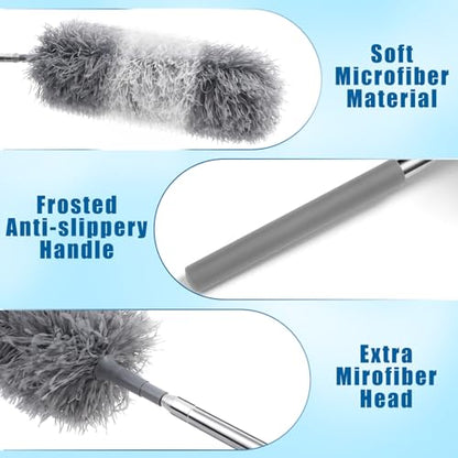 Tanlade 12 Pcs Microfiber Feather Dusters for Cleaning, Gray White - color: Gray White