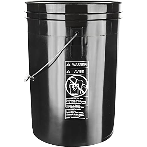 House Naturals Large 6 Gallon Food Grade BPA Free Made in USA Plastic Bucket Pail with Yellow Screw On Double Gasket Air Tight Lid (Pack of 2)