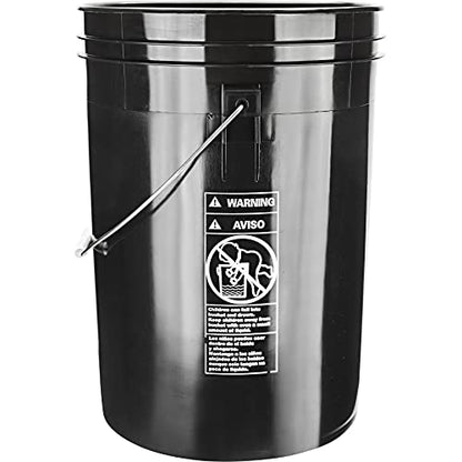 House Naturals Large 6 Gallon Food Grade BPA Free Made in USA Plastic Bucket Pail with Yellow Screw On Double Gasket Air Tight Lid (Pack of 2)