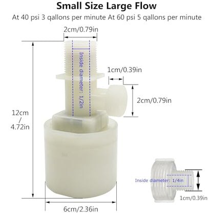 Water Float Valve, Water Level Control Water Tank Traditional Float Valve Upgrade 2 PCS（1/2" to 1/4", up inlet） - color: up inlet, size: 1/2" to 1/4"