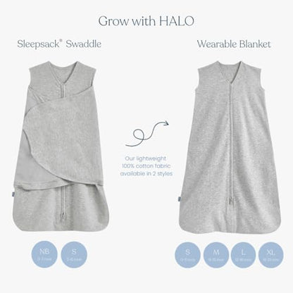 HALO 100% Cotton Sleepsack Swaddle, 3-Way Adjustable Wearable Blanket, TOG 1.5, Lamb Scribble White, Small, 3-6 Months - color: Lamb Scribble, size: Small (Pack of 1)