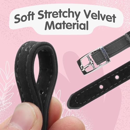 BINGPET Diamond Cat Collar with Bell, Adjustable Kitten Collar, Pink&Black - color: Pink & Black(Heart), size: Neck Girth 8"-10"