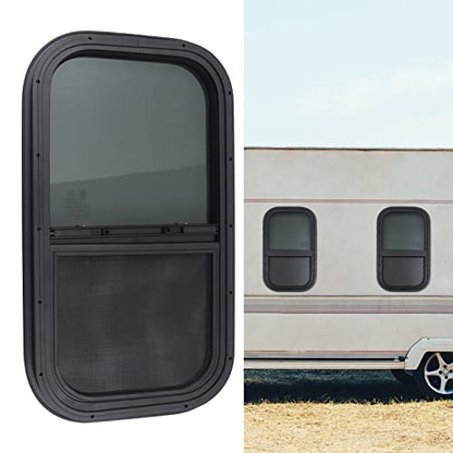 Vertical Sliding Black RV Window for Teardrop, Cargo, Horse Trailer, Marine Camper Window Replacement,12" Wide x 22" Tall (12"x22") - size: 12"x22"