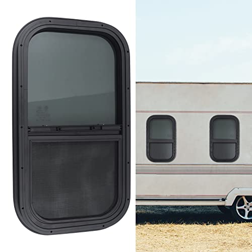 Vertical Sliding Black RV Window for Teardrop, Cargo, Horse Trailer, Marine Camper Window Replacement,12" Wide x 22" Tall (12"x22") - size: 12"x22"