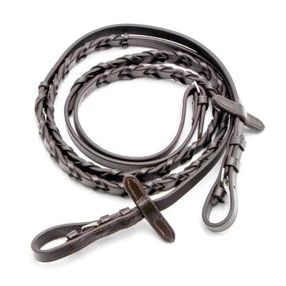 Jeffers Uniquely English Leather Laced Reins for Horses, Havana 54" - Adjustable Premium Reins for Equestrian Riding, Jumping, Saddle, Bridle, Training, English Horse Tack