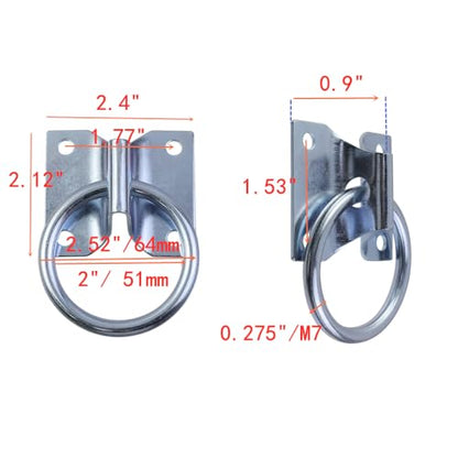 2Pcs M7*60 Cross Tie Ring for Horse | Block Tie Ring, Hitching Ring with Screws, Horse Stall Stable, Horse Barn Supplie - size: M7*60