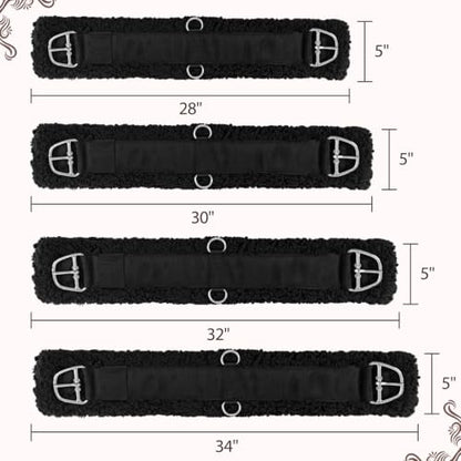 Western Cinch Horse Girth, 28"-34", 1.3" Thick Soft Breathable Fleece Lined - size: 28"