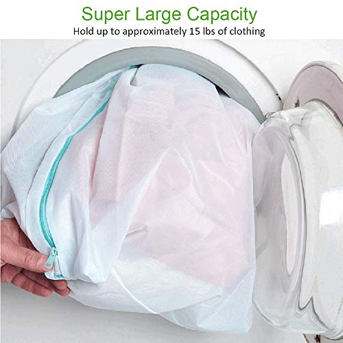 OTraki 2 Pack Extra Large Laundry Mesh Bag 43 x 35 Inch Mesh Laundry Bag Zippered Big Net Bag for Blanket Sweater Coat Bedding Sheet in Home Dorm Hotel Don't Drying, Melting 140-176℉, White - size: 35 x 43 inch