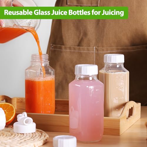 CUCUMI 12 Pack 16 Oz Glass Milk Bottles with Lids - color: 12 Pack with Pour Spouts, size: 16oz