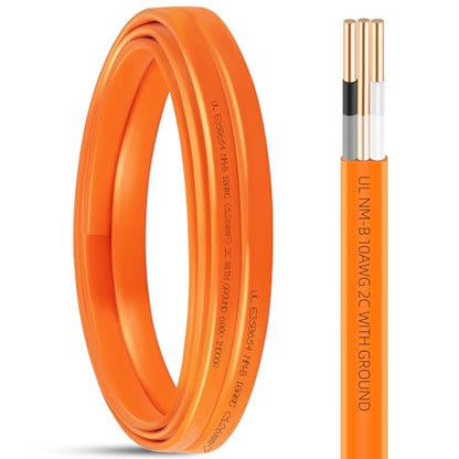 XMK NM-B 10/2 Wire with Ground,10 Gauge Wire Solid Copper Electrical Wires - size: 10ft, style: 10 AWG-2 Conductor w/ Ground