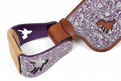 CHALLENGER Horse Saddle Western Riding Aluminum Stirrups Roper Angled Slanted Pair 51151v - color: Barrel Racer Purple