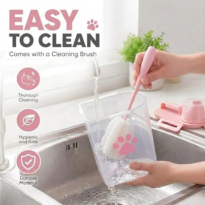 Dog Storage Container with Cleaning Brush and Measuring Cup - color: 3QT-Pink