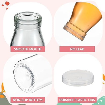 Tioncy 20 Pack 8.5 oz Reusable Glass Milk Bottles with Lids and Straws