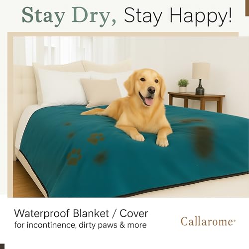 Waterproof Blanket for Bed & Couch Protection, Blue/Beige, 80"x90" - color: Navy Teal / Butter Pecan, size: 80x90 inch