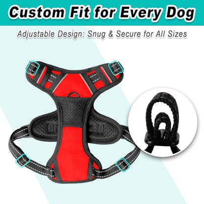 BARKBAY Dog Harness for Small Sized Dog No Pull 2 Leash Clips Dog Vest - color: Red, size: X-Small