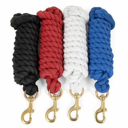Jeffers Twisted Cotton Horse Lead Rope w/Brass Bolt Snap, 10' L - Black - color: Twisted Black, size: 3/4" x 10'L