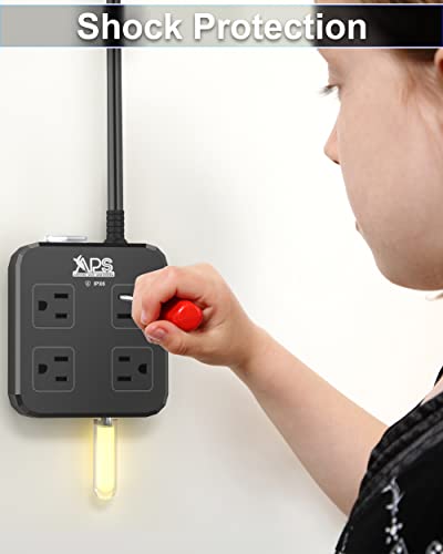 Qiyuan Outdoor Power Strip Weatherproof 6FT Extension Cord 4 Outlets 3 USB - size: 6FT