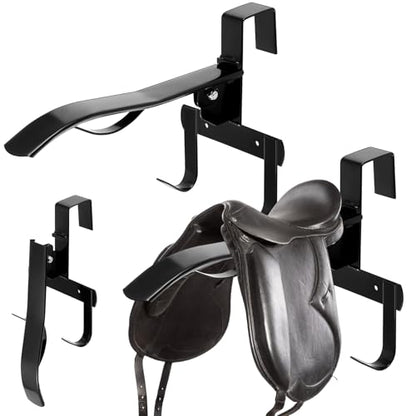 Shinylin 2 Pcs Folding Portable Saddle Rack, Hangs on StallWalls or Doors, Removable Horse Saddle Rack Stand