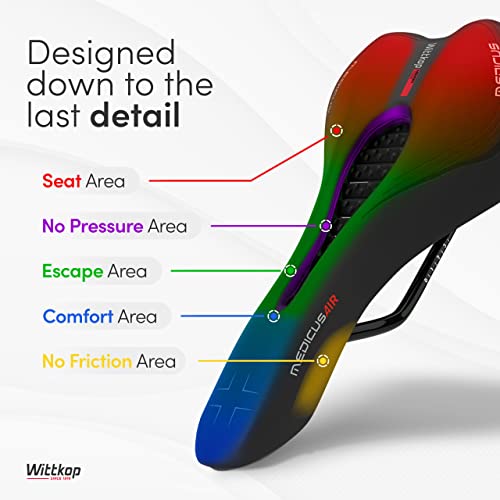 Wittkop Bike Seat I Bicycle Seat for Men and Women, Waterproof Bike Saddle with Innovative 5-Zone-Concept I Exercise Bike Seat for BMX, MTB & Road - style: MTB