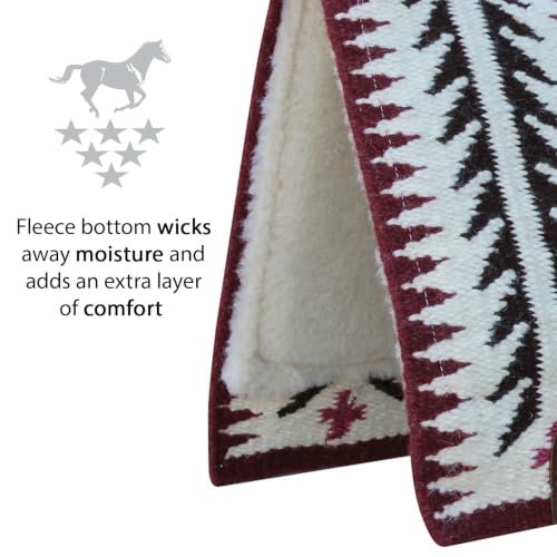 Professional's Choice Ventana Western Saddle Pad | Contoured Design, 100% New Zealand Wool, Moisture-Wicking Fleece, Wear Leathers - color: Cranberry, size: 33x38
