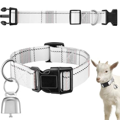 Goat Collar with Copper Bell Set for Sheep Lambs Pygmy Goat,White Stripes