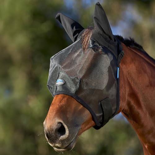 WeatherBeeta ComFiTec Insect Guard Fly Mask with Ears, Black, Medium - size: M