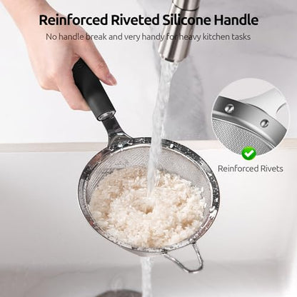 U-Taste Fine Mesh Strainer, 18/8 Stainless Steel Sieve 30 Mesh, M/Black - color: (2) Black, size: M-4.73in