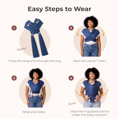 Momcozy Baby Wrap Carrier, Easy-On 2-Piece Design, Newborn to 33 lb - color: Starry Sky
