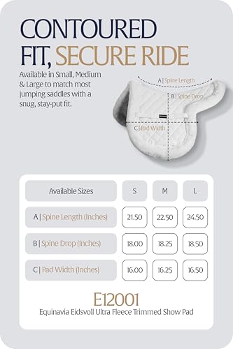 Equinavia Eidsvoll White English Saddle Pad, Ultra Fleece Trim Design - size: Small