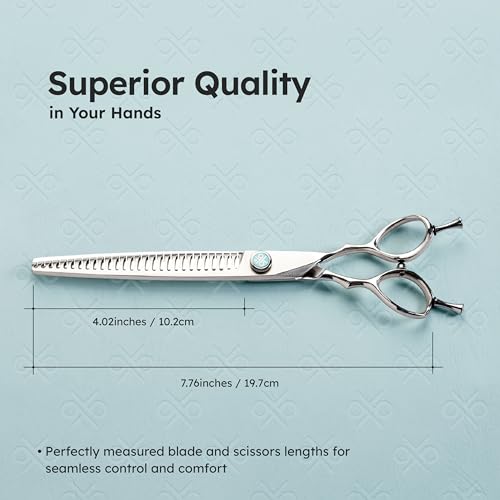 8” Dog Grooming Chunker Scissors – VG10 Japanese Steel Professional Pet Shears for Cats & Dogs | Clean Cut & Precise Trimming | Lightweight, Ergonomic, Handcrafted | Thinning Rate 60-70% | K9 Shears - size: 8" - 60%
