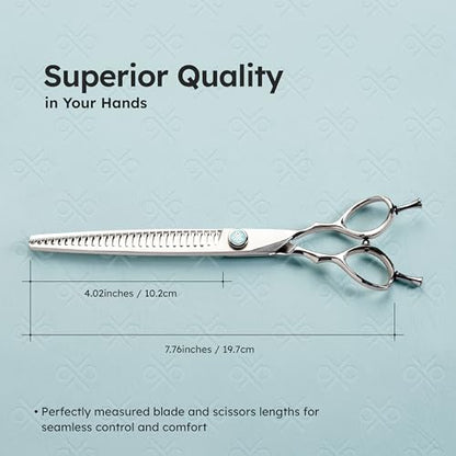 8” Dog Grooming Chunker Scissors – VG10 Japanese Steel Professional Pet Shears for Cats & Dogs | Clean Cut & Precise Trimming | Lightweight, Ergonomic, Handcrafted | Thinning Rate 60-70% | K9 Shears - size: 8" - 60%