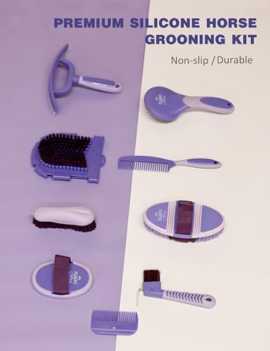 11-Piece Horse Grooming Kit with Waterproof Tote Sugar Taro - color: Sugar Taro