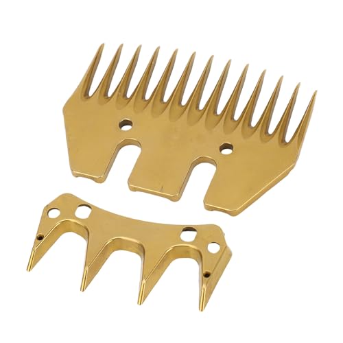 Generic Sheep Shears Replacement Blades, Gold 13 Straight Tooth 7mm Spacing, Electric Sheep Clipper Blades for Wool Shearing Farm
