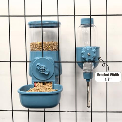 Automatic Pet Food Water Dispenser, Auto Gravity Pet Feeder Water Bottle Set for Crate Cage for Puppy Cat Rabbit Guinea Pigs Chinchilla Ferret Hedgehog (Grey) - color: Grey