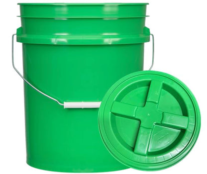 House Naturals 5 Gallon Food Grade Plastic Bucket with Air Tight Screw on Lid Made in USA Container (Green Bucket with Green Lid) - color: Green Bucket With Green Lid