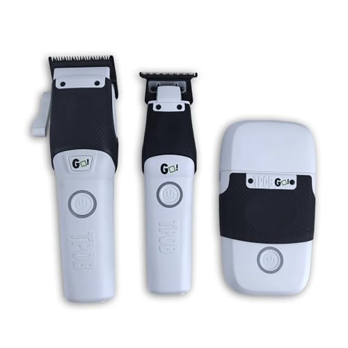TPOB Professional Barber Clippers Go Edition Clipper Trimmer Shaver Set (White) - color: White
