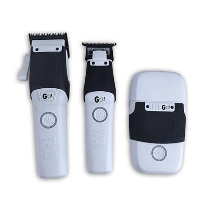 TPOB Professional Barber Clippers Go Edition Clipper Trimmer Shaver Set (White) - color: White