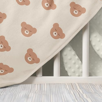 Bear Minky Baby Blanket 30 x 40 Inches for Boys Girls, Soft Plush Receiving Blanket with Dotted Back, Gift for Toddler Newborn Infant Christmas Birthday Baby Shower - color: Bear 1
