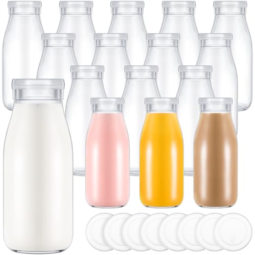 Zubebe 6 Pack 8 oz Glass Jars Milk Bottles with 12 Lids Mini Yogurt Jars - size: 8 oz