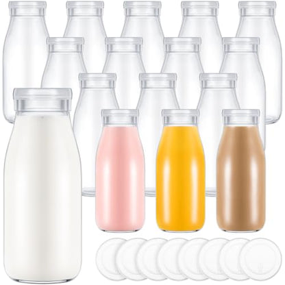 Zubebe 6 Pack 8 oz Glass Jars Milk Bottles with 12 Lids Mini Yogurt Jars - size: 8 oz