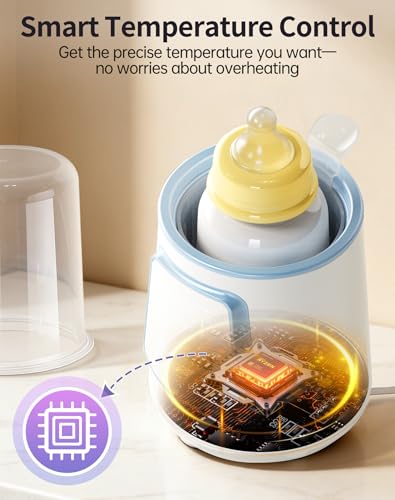 12 in 1 Fast Baby Bottle Warmer Constant Temp Milk Warmer Fits All Bottles | Even Heating No Hot Spots, Night Mode, Sterili-zing for Breastmilk & Formula Blue - color: Fast-Blue