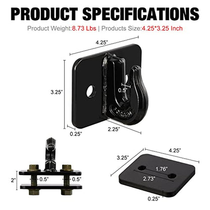 3/8" Tractor Bucket Hook Grade 70 Forged Steel Bolt On Grab Tow Mount with Backer Plate Flatbed Trailer Wrecker Tow Tie Down Forged Steel Maximum Break Strength 15,000 lbs - color: 3pcsBlack
